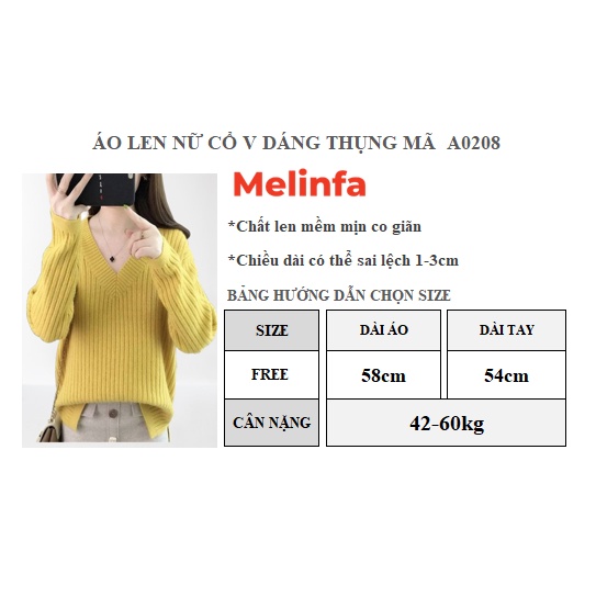 Áo len nữ cổ tim dài tay dáng thụng chất len mềm mịn co giãn thoải mái thời trang Hàn Quốc mặc mùa thu đông mã A0208
