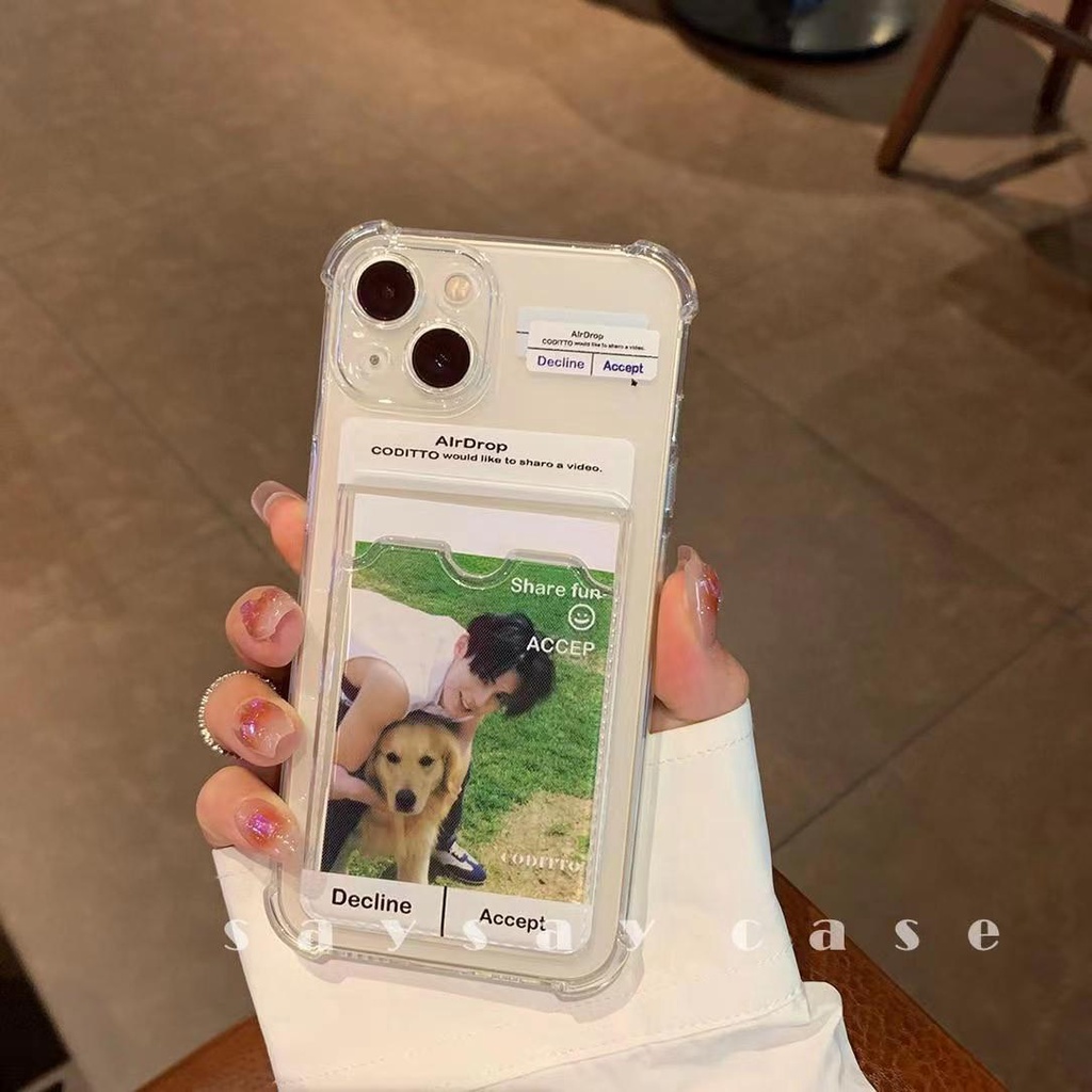 Ốp Điện Thoại Silicon Mềm Trong Suốt Chống Sốc Có Ngăn Đựng Thẻ Cho IPhone 13 12 11 Pro XS Max XR X