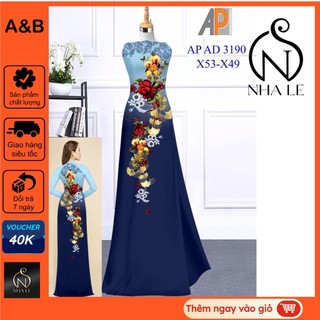Vải may áo dài in 3D họa tiết hoa rơi giả ren ngực đẹp mắt