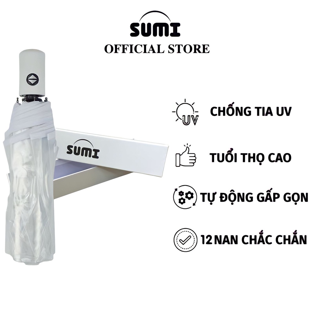 Dù Che Mưa SUMI Ô Trong Suốt Tự Động Đóng Mở Gấp Gọn Chụp Ảnh Phong Cách Hàn Quốc