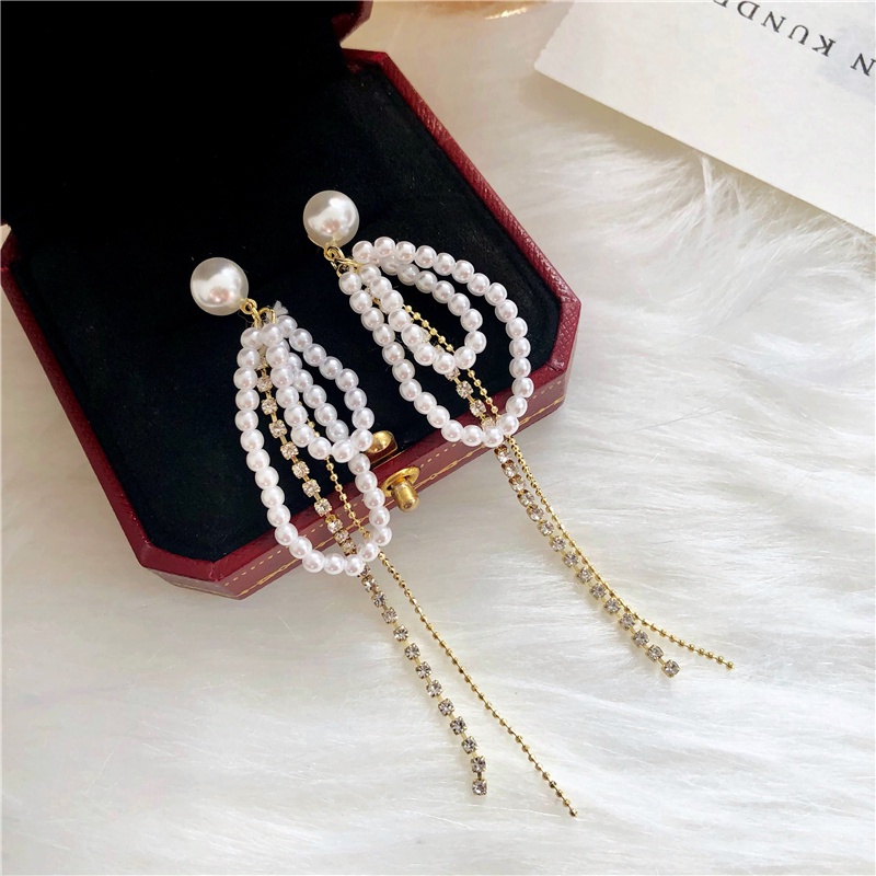 Bông Tai Mạ Bạc 925 Dáng Dài Đính Ngọc Trai Phong Cách Hàn Quốc