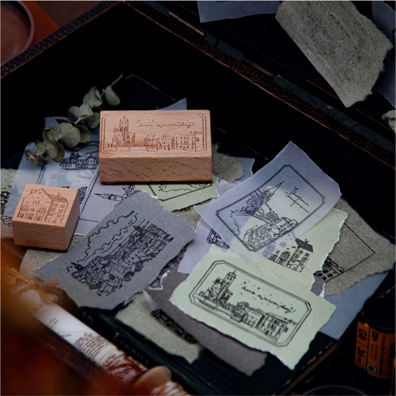 Con dấu gỗ vintage thành phố mơ ước Dream city HD189-K85 trang trí sổ Bullet journal, thiệp chúc mừng, sổ tay