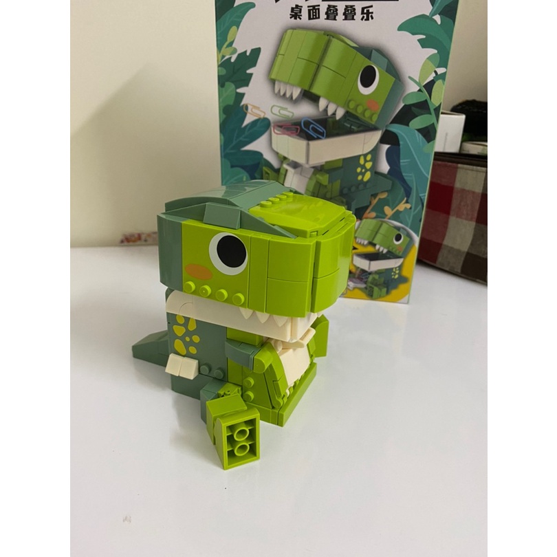 Đồ chơi lắp ráp JAKI 5102 Mô hình Khủng long xanh dễ thương đựng đồ - Xếp hình thông minh