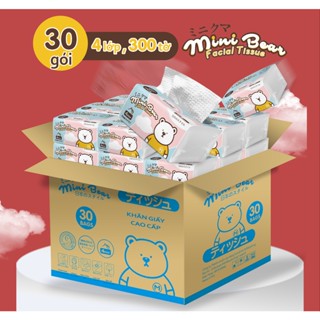 Giấy ăn minibear Nhật, lốc 30 gói giấy ăn rút