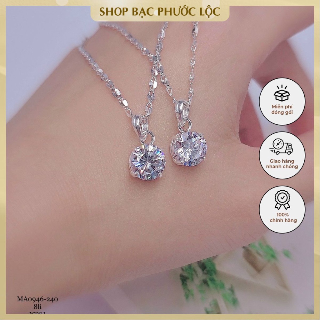 Mặt dây chuyền đính đá 1 hạt phong cách sang trọng thời trang cho nữ - Shop bạc Phước Lộc