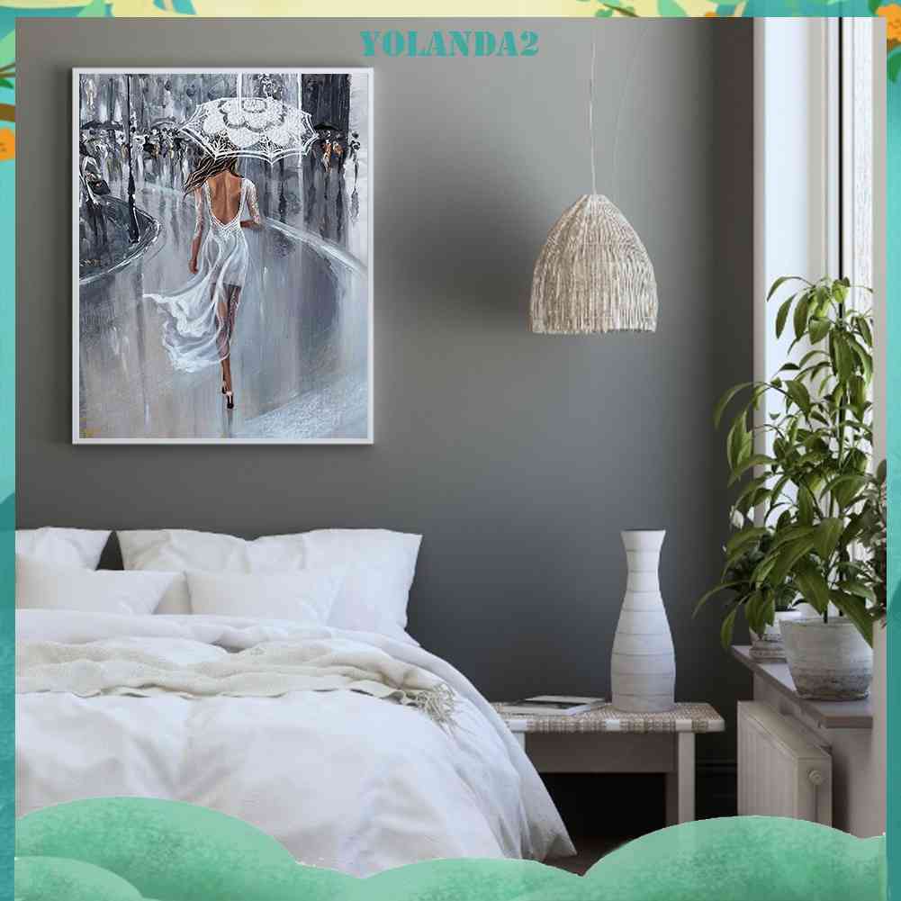 Tranh Thêu Chữ Thập Thủ Công Hình Người Phụ Nữ Cầm Dù 11CT