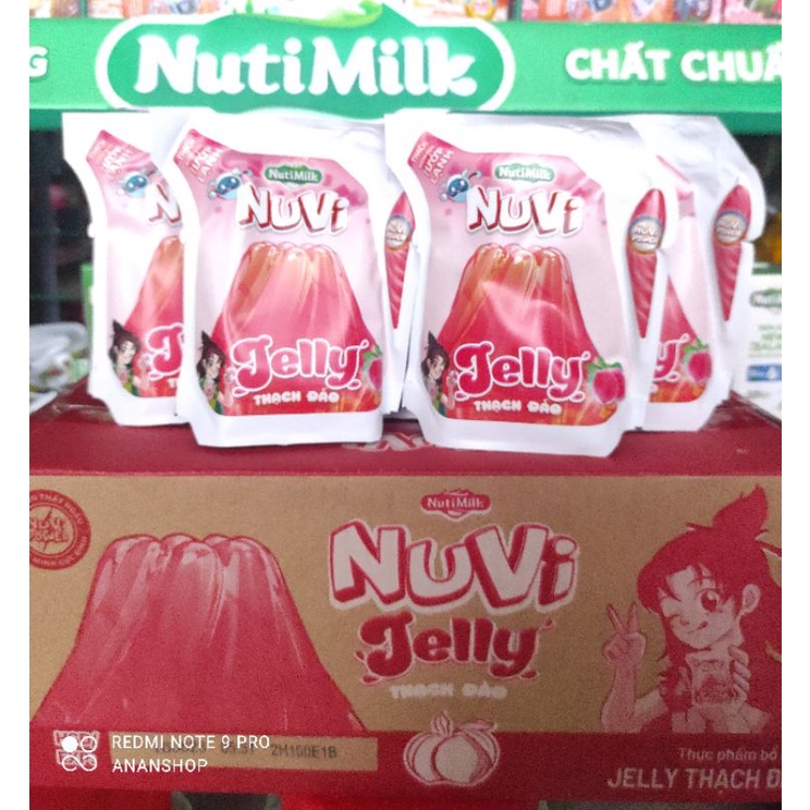 Thùng 24 túi Nuvi thạch đào Jelly (24 túi x 110ml)
