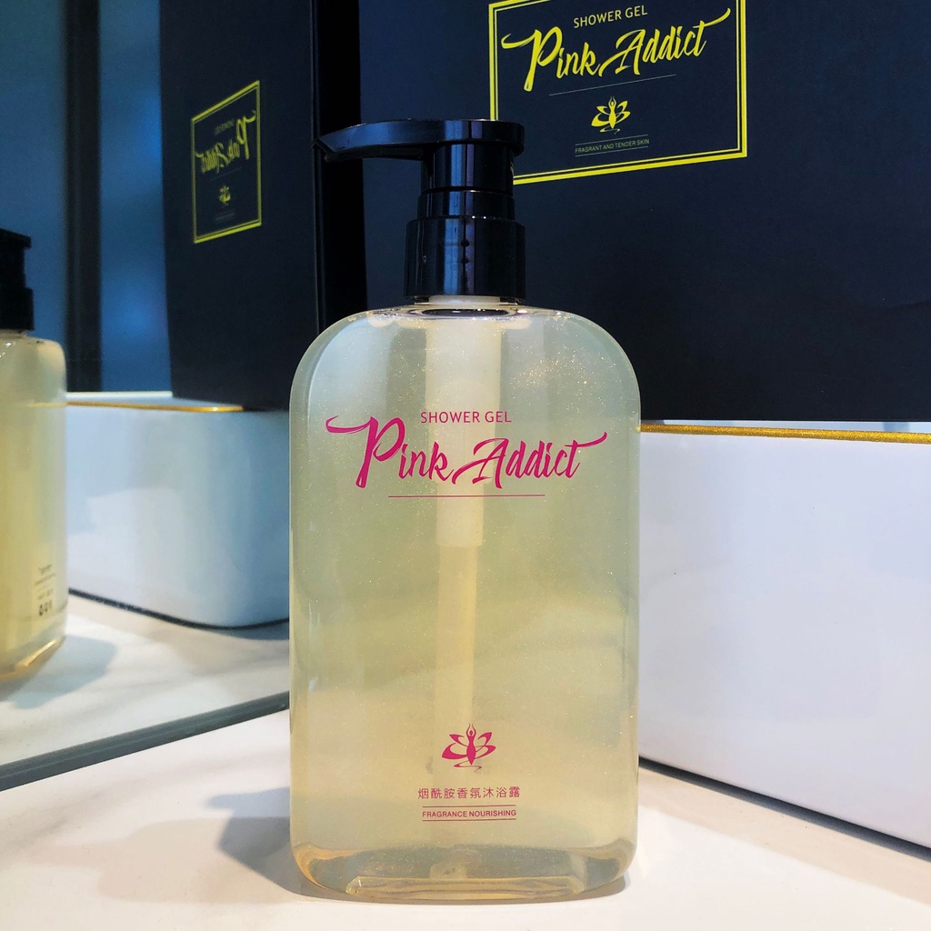 Sữa tắm hương nước hoa Pink Addict 400ml lưu hương lâu, Sữa tắm nội địa Trung tự pha Pink Addict trắng da dưỡng ẩm