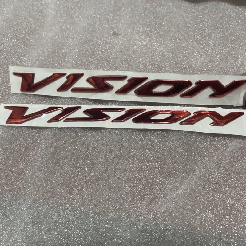 Tem dán xe chữ vision team logo vison 2022 2023 2021 2019 trắng vàng đỏ sườn nổi 3d