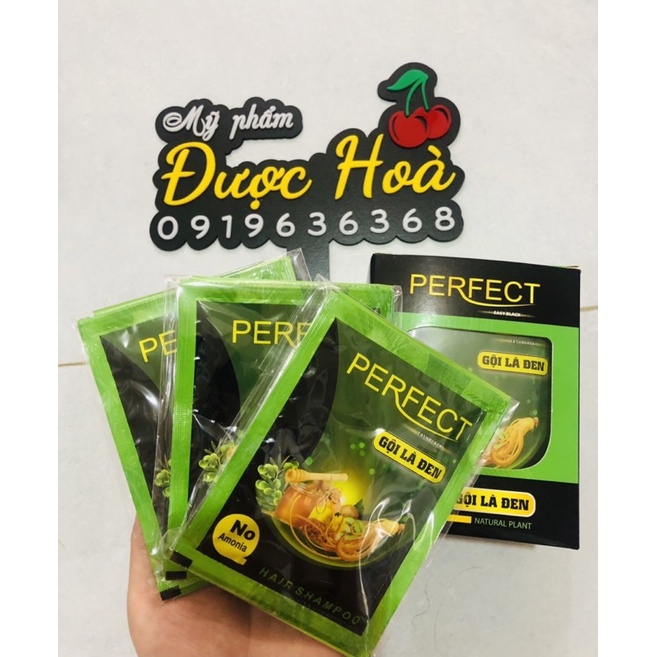 Gội Là Nâu/Đen- PERFECT ✅Chuyên phủ tóc bạc- Dạng Gói