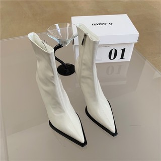 Boot cổ ngắn mũi nhọn da trơn mềm cao cấp