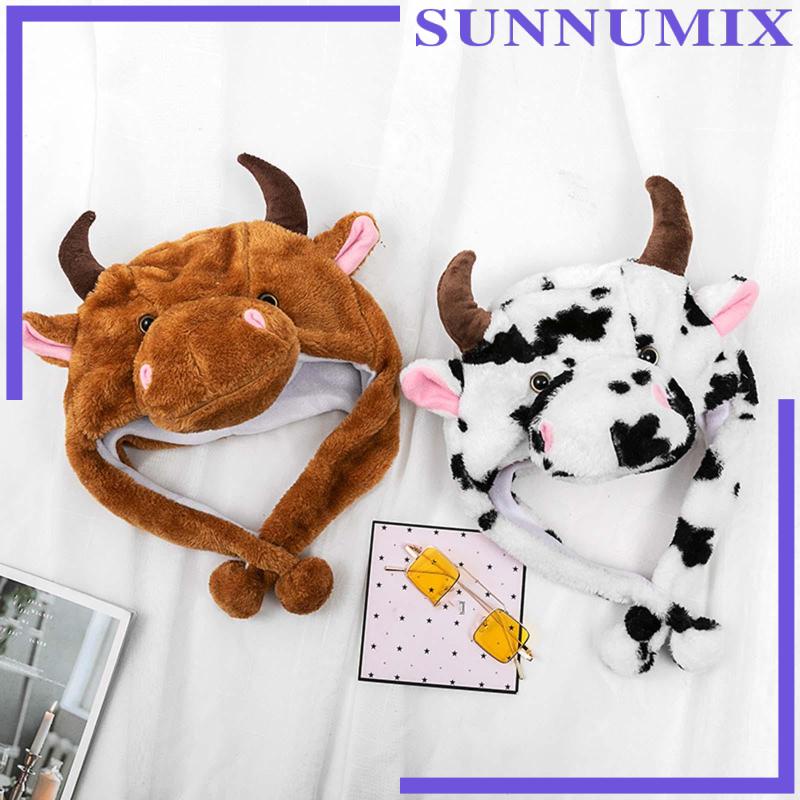 [Sunnimix] Mũ Lông Nhung Giữ Ấm Hình Bò Sữa Phụ Kiện Hóa Trang Kỳ Nghỉ Thời Trang Lạ Mắt Cho Nam Và Nữ