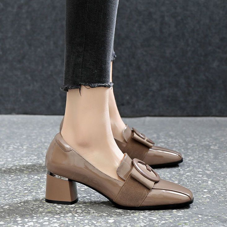 Giày Cao Gót Mũi Vuông Đế Mềm Phong Cách Hàn Quốc Thời Trang Mùa Thu 2022 Cho Nữ