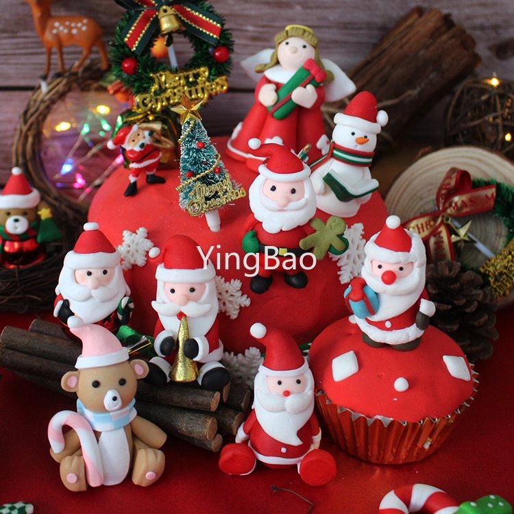 Set 10 Mô Hình Chủ Đề Giáng Sinh Trang Trí Bánh Kem