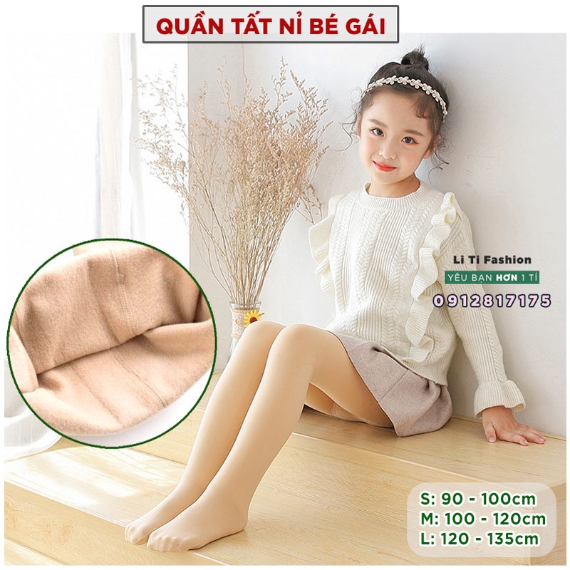 Quần tất giữ ấm cho bé gái 3-10 tuổi - Quần lót lông / nỉ giữ nhiệt cho bé gái màu da và màu đen