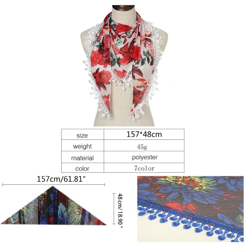 Khăn Choàng Cổ Có Tua Rua In Họa Tiết Hoa Phong Cách Bohemian