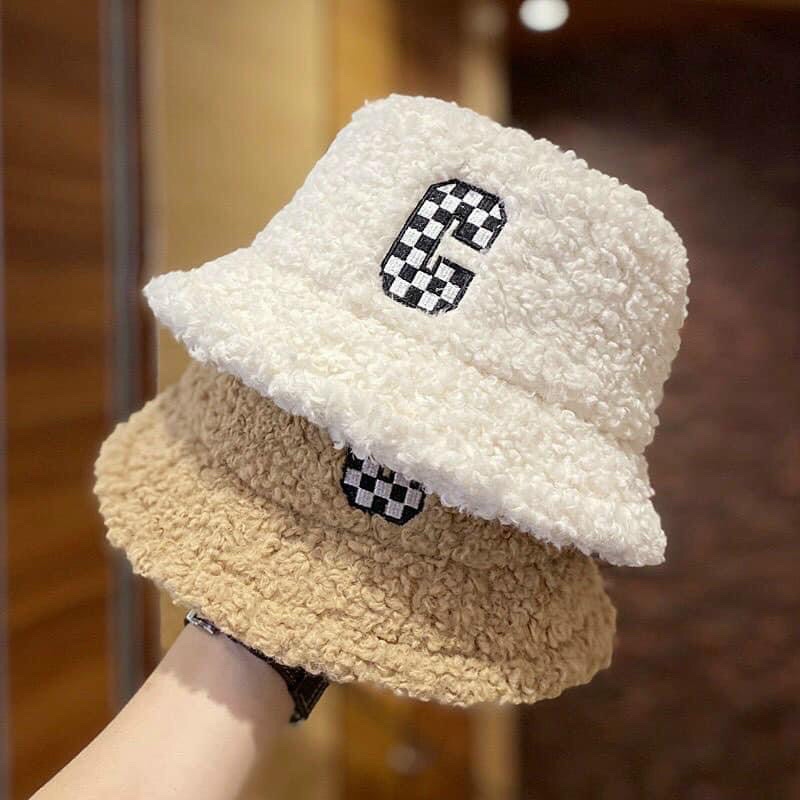 Mũ bucket lông cừu phong cách Hàn Quốc