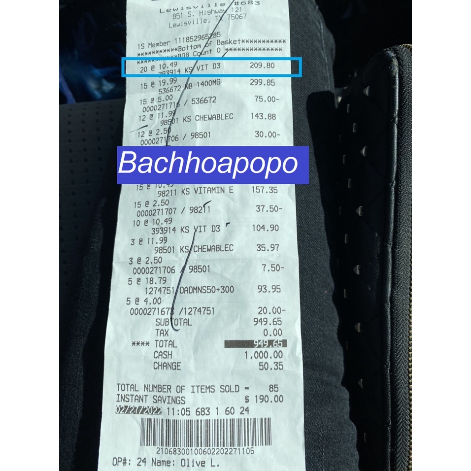 Vitamin D3 D 50mcg  Kirkland chai 600 viên date Mới