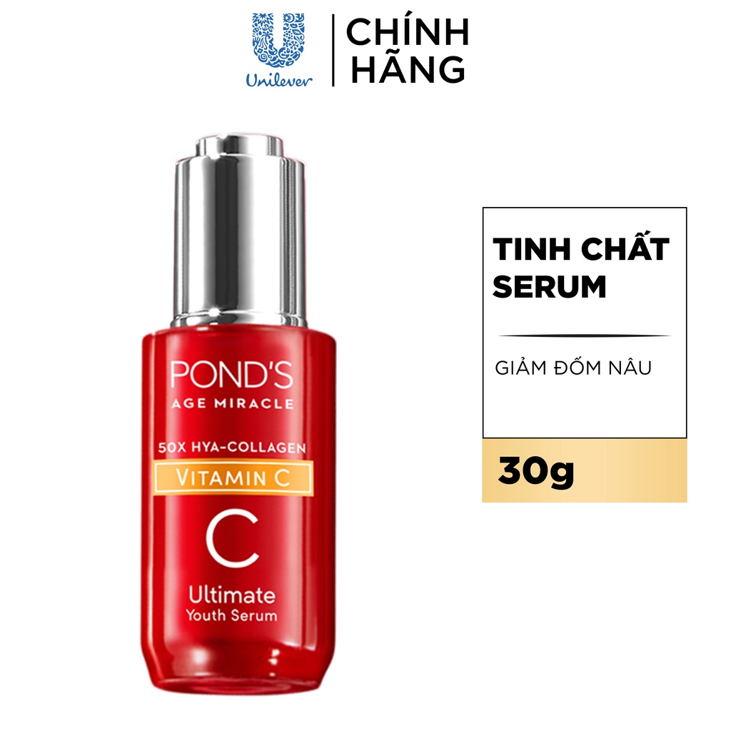 Serum tinh chất dưỡng sáng mờ đốm nâu POND'S Age Miracle Ultimate Youth với Vitamin C HA Collagen 30g