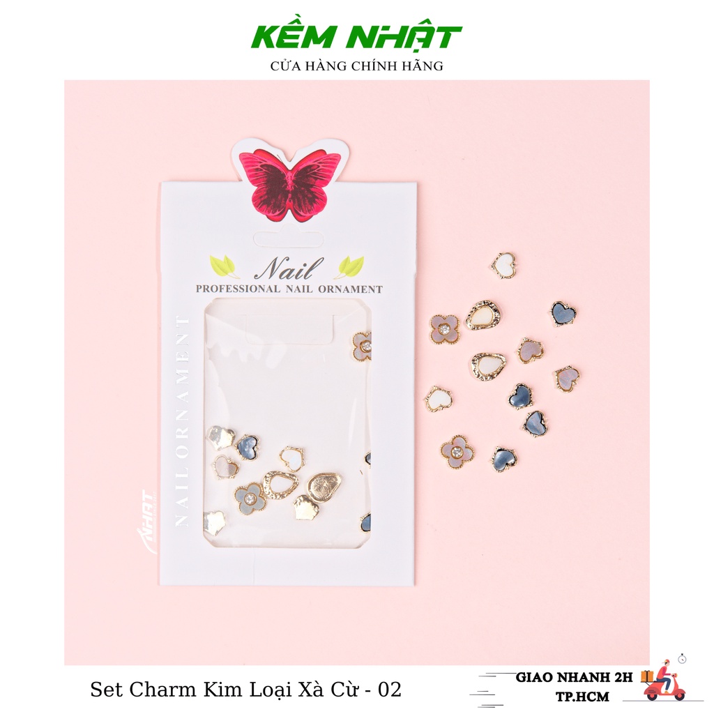 Set Charm Kim Loại Xà Cừ 02 Đính Móng