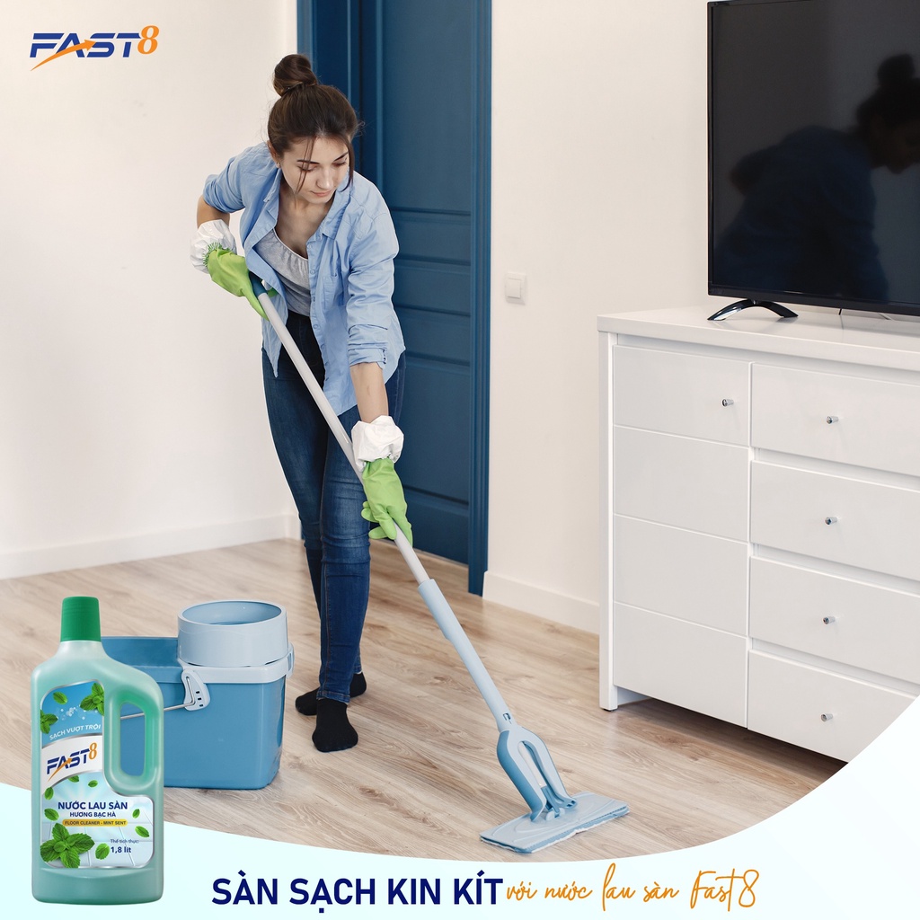 Nước lau sàn bạc hà Fast8 1.8 Lít, sạch vi khuẩn 99%