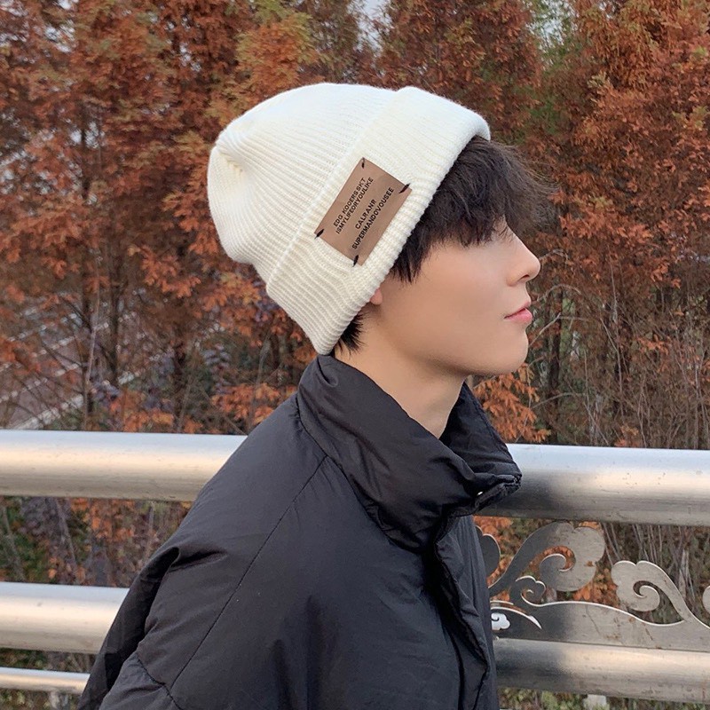 Mũ beanie Len Dệt Kim acrylic Co Giãn Thời Trang Thu Đông Hàn Quốc Dành Cho Nam Nữ
