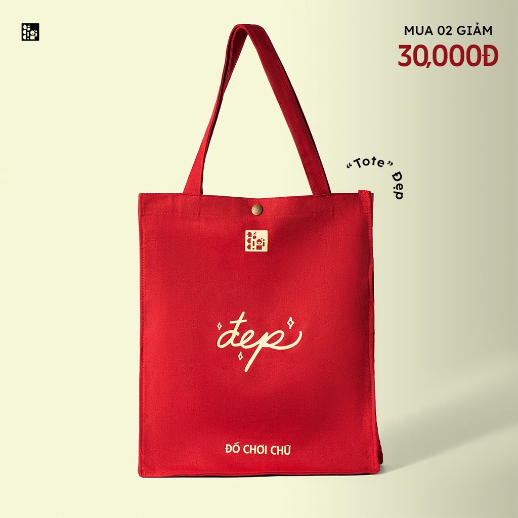 Túi Tote "Đẹp" Đỏ Đun Unisex đựng vừa lap 15.6 inch