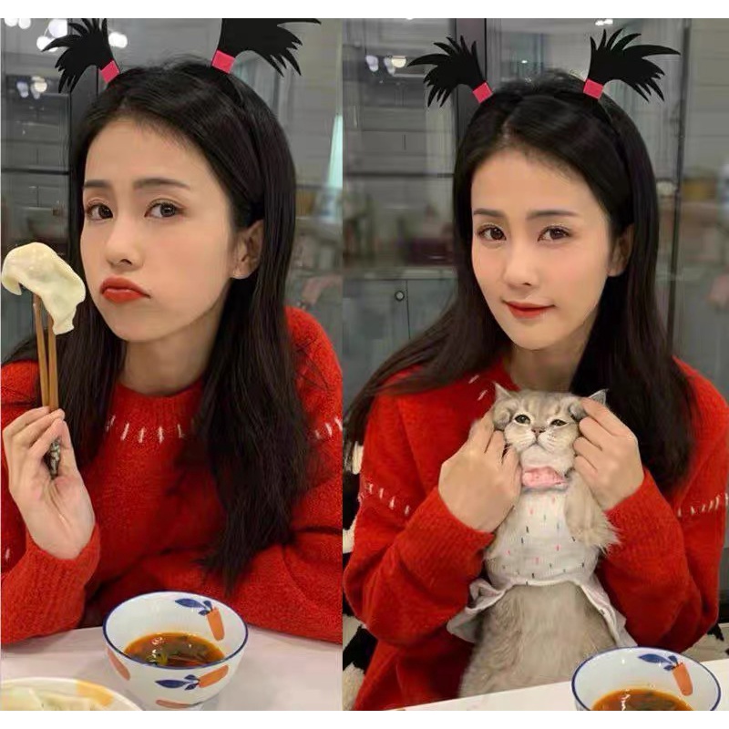 Băng Đô Cài Tóc Đuôi Ngựa Biểu Tượng Hoạt Hình Dễ Thương Vui Nhộn Nữ Thời Trang