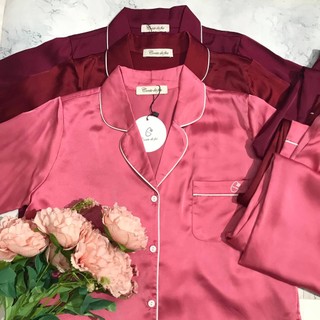 Set pyjamas basic lụa cao cấp áo dài tay quần dài thoải mái, lịch sự