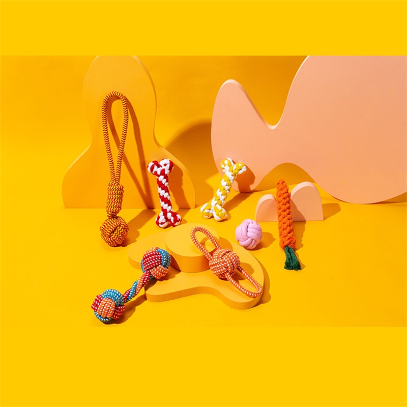 Đồ Chơi Dây Thừng Cotton Bện Thắt Nút Cỡ Nhỏ Và Vừa Để Mài Răng Và Giảm Đau Cho Thú Cưng