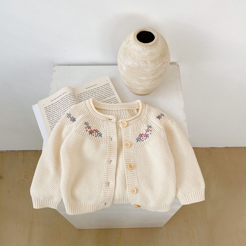 Áo Khoác Cardigan Dệt Kim Màu Sắc Xinh Xắn Cho Bé Gái