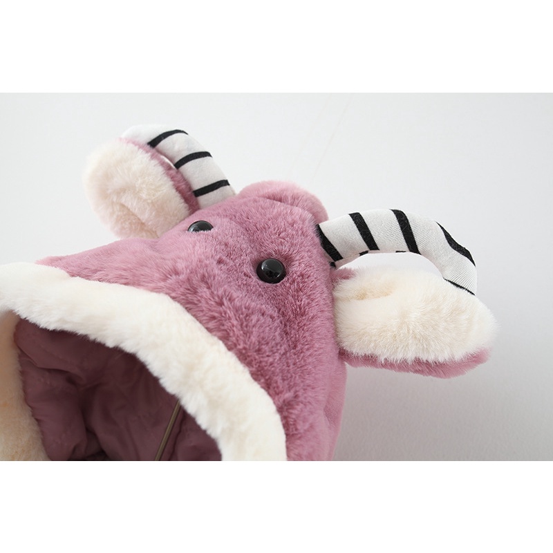 Áo Khoác Lông Cừu Màu Trơn Kèm Túi Đựng Dành Cho Bé Gái 0-3 Tuổi