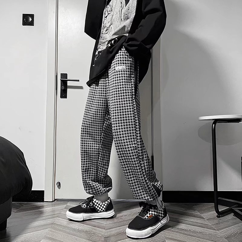 ◊Quần Legging Dài Tới Mắt Cá Chân Kẻ Sọc Caro Phối Dây Rút Thời Trang Đường Phố Cao Cấp Mùa Xuân Thu Dành Cho Bạn Nam S