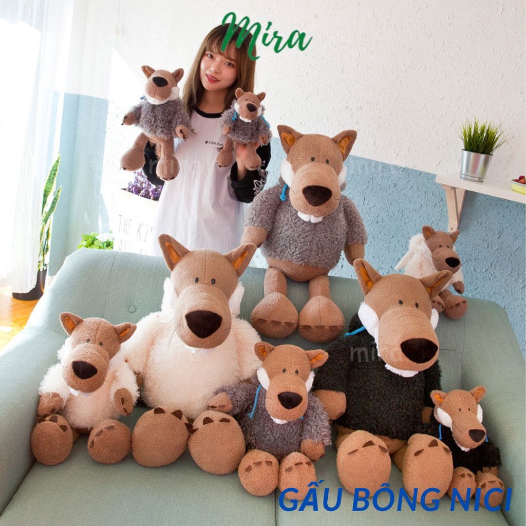 Sói Bông NICI, Gấu Bông Sói Woody Mặc Áo Cừu Ngụy Trang Búp Bê Thú Nhồi Bông Thương Hiệu NICI MIRA-GB28013