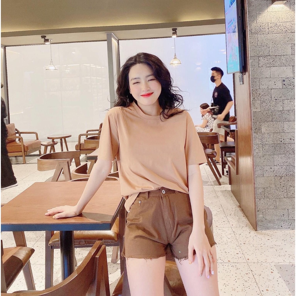 Áo phông trơn nữ cổ tròn tay ngắn chất cotton co giãn 4 chiều,thấm hút mồ hôi cực tốt