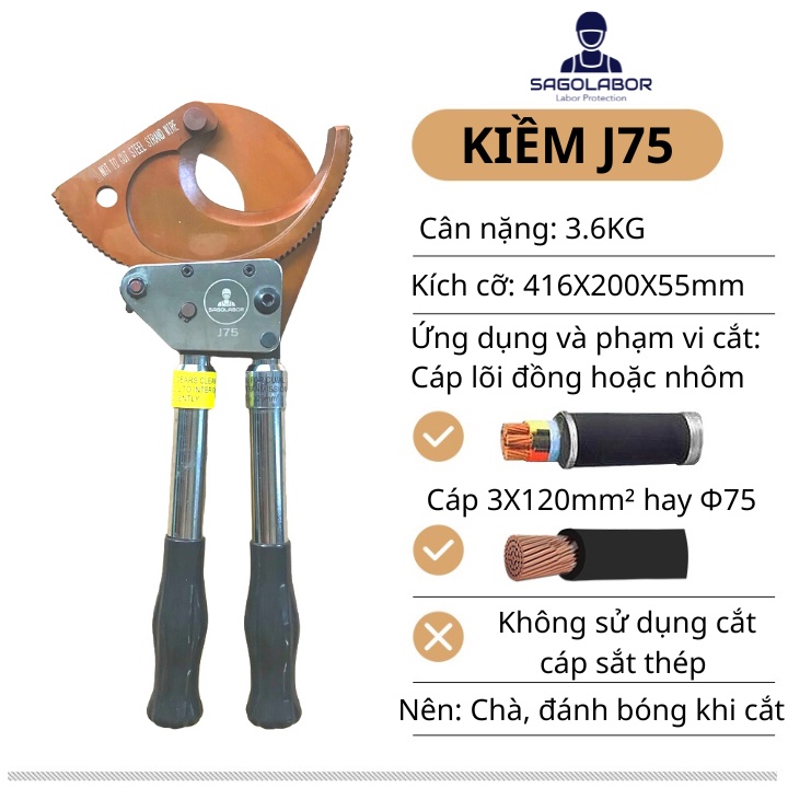 J75 Kiềm Kềm Kìm cắt cáp nhông đồng nhôm sắt thép ACSR dành cho điện lực