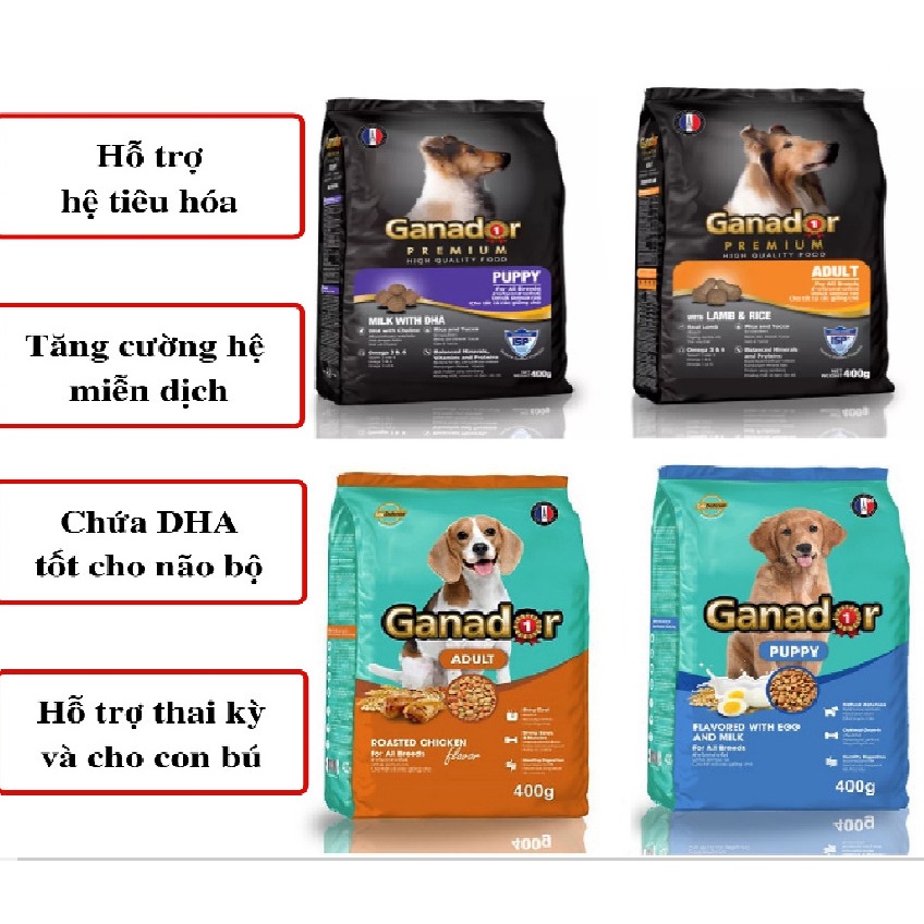 Thức Ăn Hạt Cho Chó Hạt Ganador 400g Nhiều Vị - Hạt cho chó lớn và chó con
