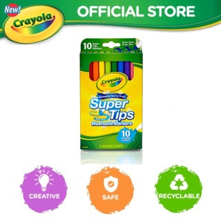 Bộ 10 màu bút lông màu Crayola Supertips Washable Marker- 10 màu- Viết vẽ nét mảnh - nét đậm, có thể rửa được
