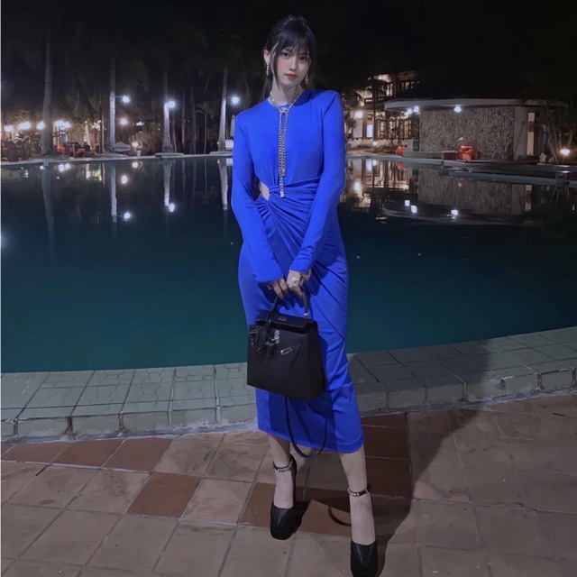 Váy Rib Xanh Khoét Eo Ocean Blue Eclipse Clothing