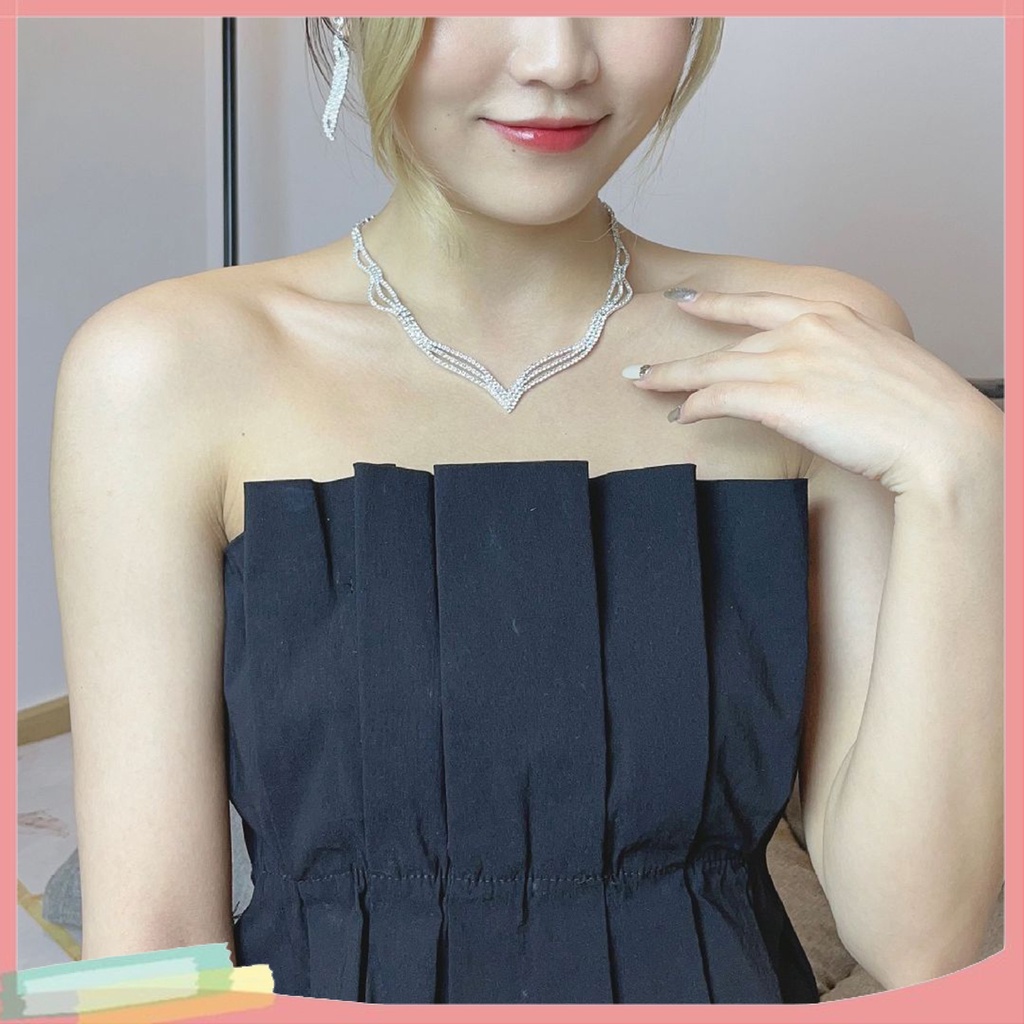 Set 2 Vòng cổ Và Đôi Khuyên Tai Đính Đá Thời Trang Thanh Lịch Dành Cho Nữ