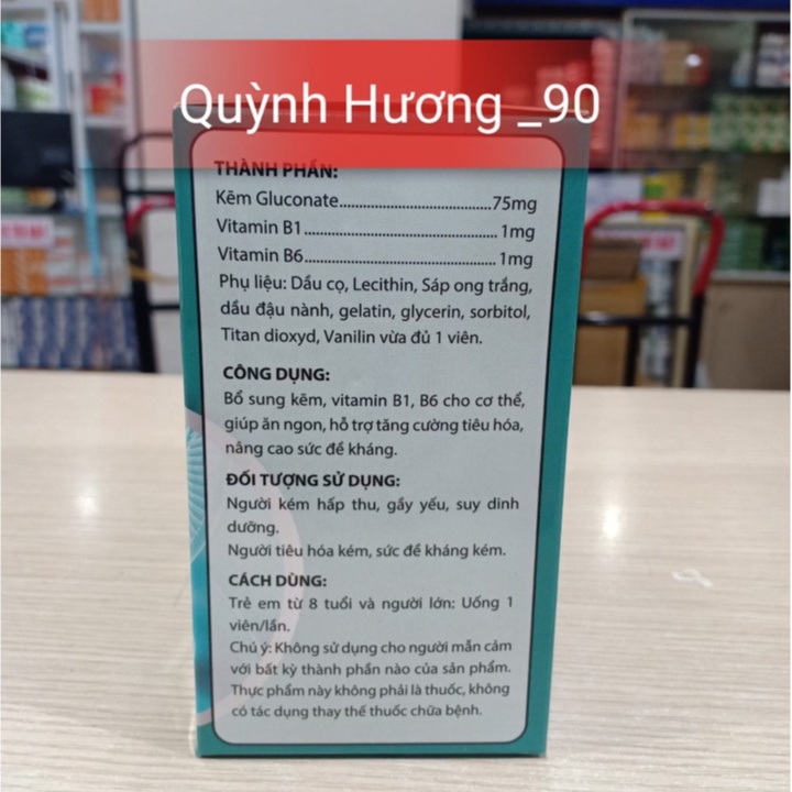 Viên bổ sung kẽm ZINC PLUS hộp 100 viên giúp hỗ trợ tiêu hóa,tăng sức đề kháng