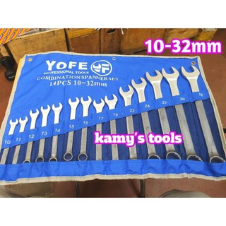 Bộ cờ lê vòng miệng yofe 14 cây 10mm-32mm
