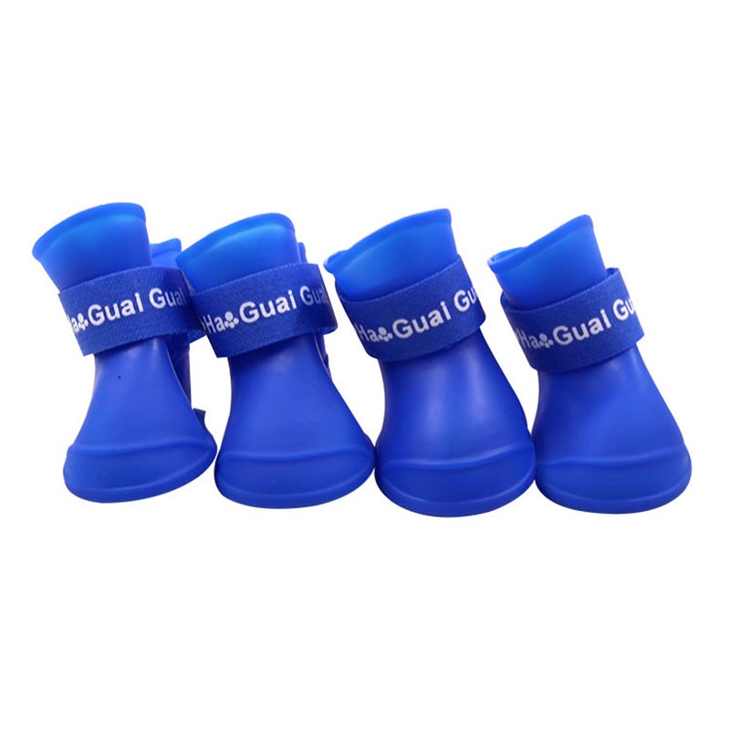Ủng Bọc Giày Đi Mưa Bằng Silicon Mềm Chống Trượt Chống Thấm Nước Màu Trơn Dành Cho Thú Cưng