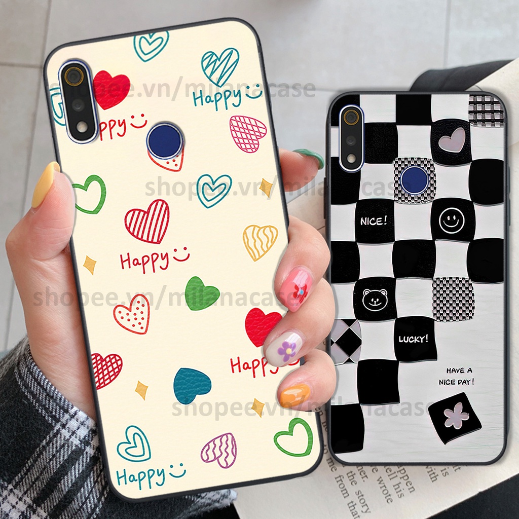 Ốp Realme 3 / 3 Pro in hình caro trái tim siêu đẹp, siêu nét đầy phong cách cá tính