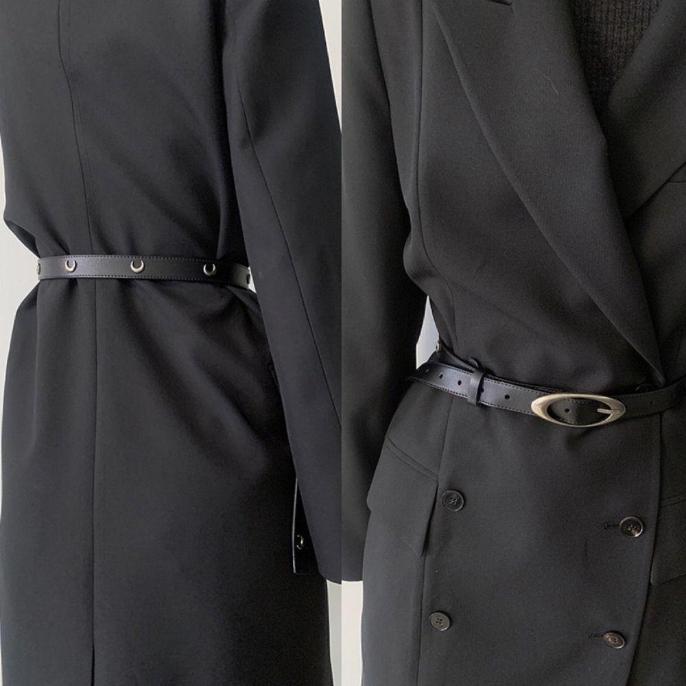 Thắt Lưng Da PU Màu Trơn Khóa Hợp Kim Dễ Phối Đồ Thời Trang Cho Nữ