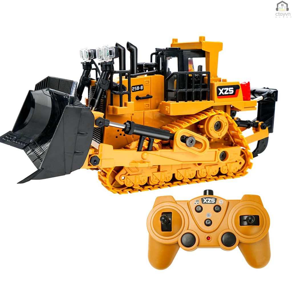Xe Công Trường Điều Khiển Từ Xa 1: 24 2.4G 9CH RC Có Đèn LED Kèm Phụ Kiện