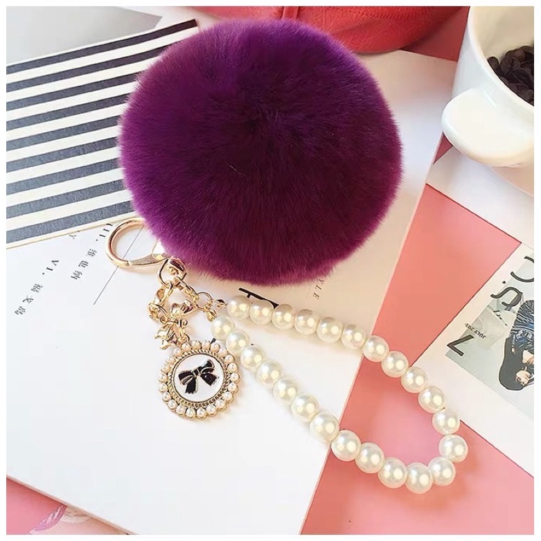 Móc khoá bông tuyết kèm dây nơ ngọc siêu dễ thương, móc khoá treo túi xách DiDiBag