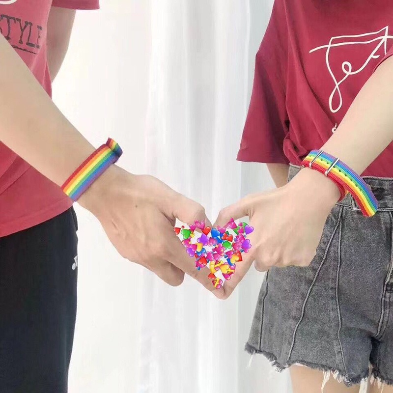Vòng Tay nylon Màu Cầu Vồng Phong Cách Harajuku Cho Cặp Đôi