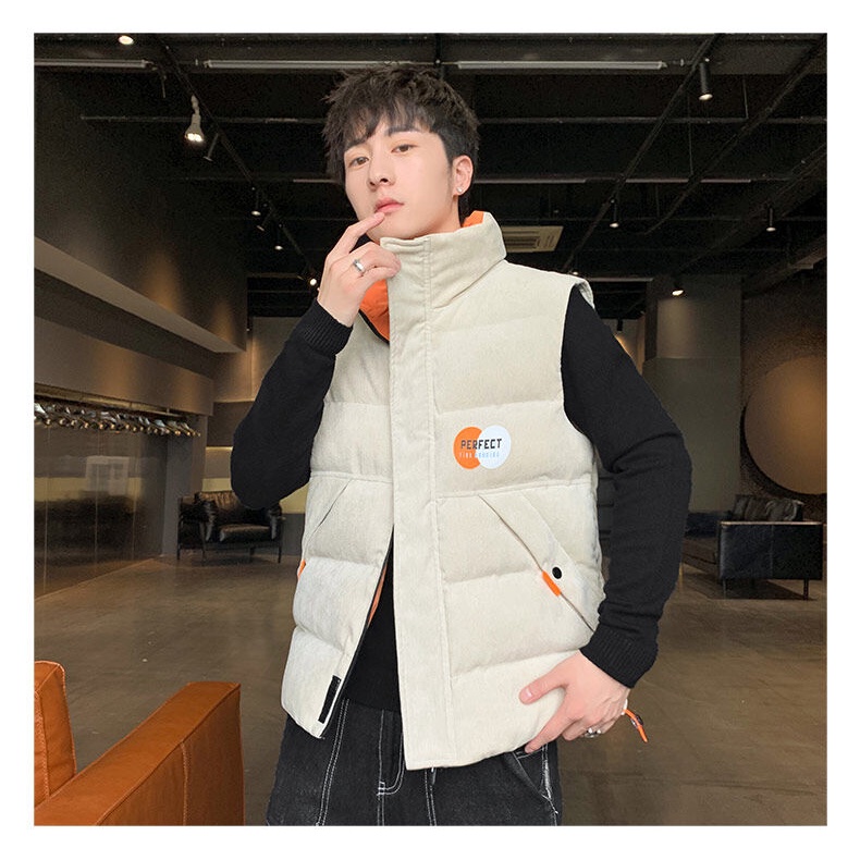 Áo Khoác Phao Không Tay Cổ Đứng Đệm Cotton Dày Giữ Ấm Mùa Thu Đông Phong Cách Hàn Quốc Cho Nam