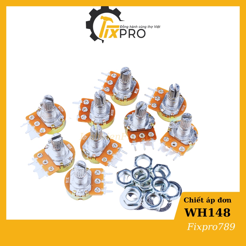 Chiết áp đơn WH148 1K/2K/5K/10K/20K/50K/100K/500K/1M 15mm chất lượng tốt